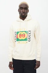 Gucci Cream & Multicolour Box Logo Hoodie