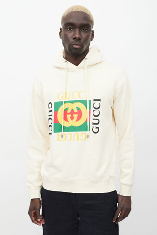 Gucci Cream & Multicolour Box Logo Hoodie