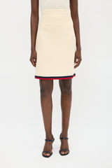 Gucci Cream & Multicolour Boucle Striped Skirt