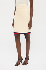 Gucci Cream & Multicolour Boucle Striped Skirt