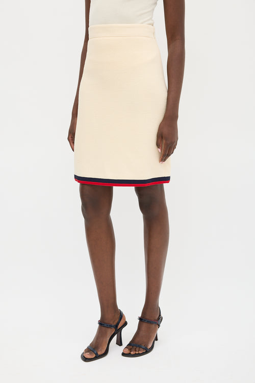 Gucci Cream & Multicolour Boucle Striped Skirt