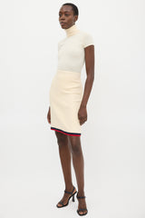 Gucci Cream & Multicolour Boucle Striped Skirt