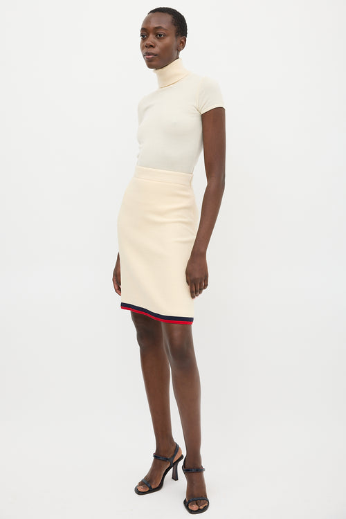 Gucci Cream & Multicolour Boucle Striped Skirt