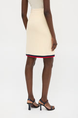 Gucci Cream & Multicolour Boucle Striped Skirt