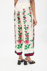 Gucci Cream & Multicolour Silk Floral Trouser