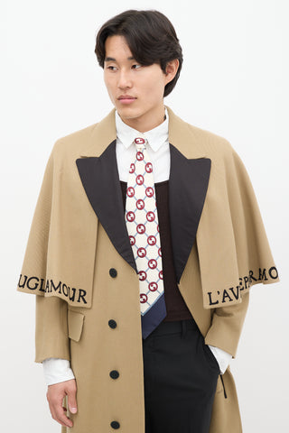 Gucci Cream & Multicolour Silk Monogram Tie