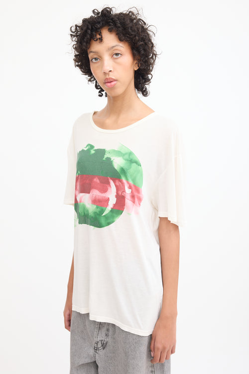 Gucci Cream & Multicolour Watercolour Logo T-Shirt