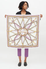 Gucci Cream & Purple Silk Rope Scarf