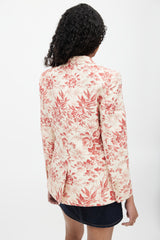 Gucci Cream & Red Floral Linen Double Breasted Blazer