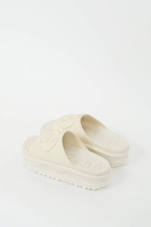 Gucci Cream Rubber Interlocking G platform Slide