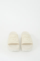 Gucci Cream Rubber Interlocking G platform Slide