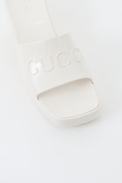 Gucci Cream Rubber Logo Sandal