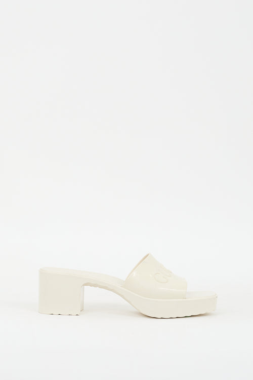 Gucci Cream Rubber Logo Sandal