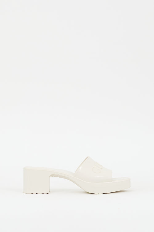 Gucci Cream Rubber Logo Sandal