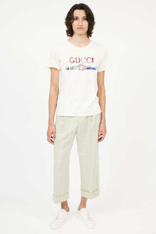Gucci Cream Sequin Logo T-Shirt
