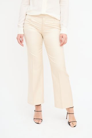 Gucci Cream Silk Straight Leg Trouser