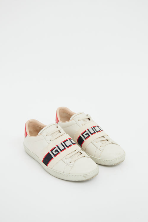 Gucci Cream Ace Logo Strap Sneaker