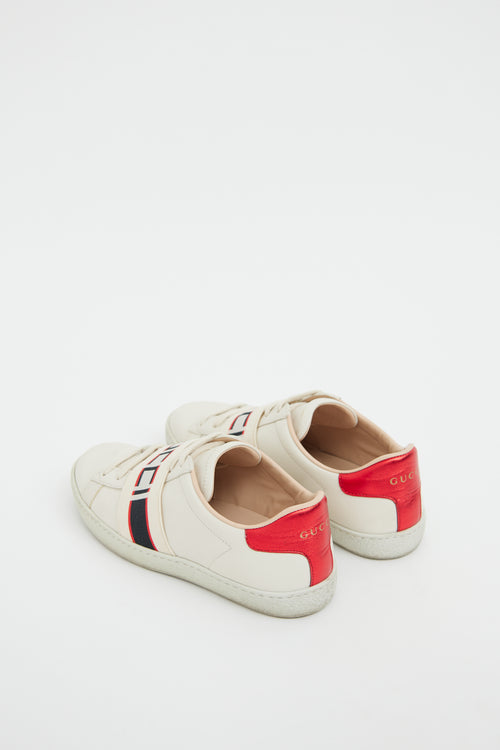 Gucci Cream Ace Logo Strap Sneaker