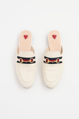 Gucci Cream Webbed Horsebit Mule