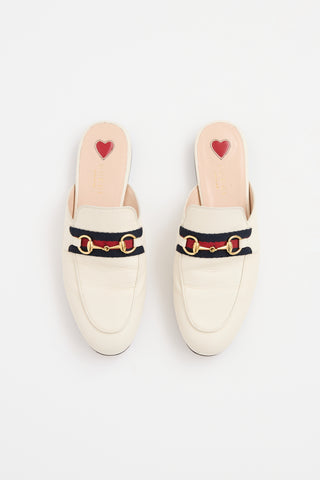 Gucci Cream Webbed Horsebit Mule