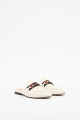 Gucci Cream Webbed Horsebit Mule
