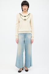 Gucci Cream Wool Embellished Sweater