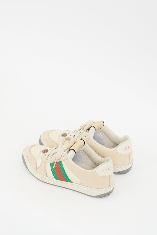 Gucci Cream & Multicolour Screener Web Sneaker