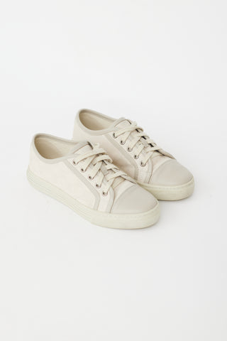 Gucci Cream Leather & Canvas GG Sneaker