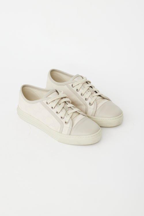 Gucci Cream Leather & Canvas GG Sneaker