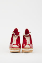 Gucci Cream & Red Leather Wedge Heel