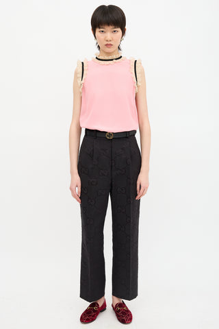 Gucci Crepe Ruffle Sleeveless Blouse