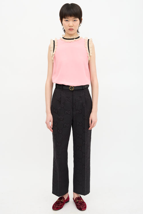 Gucci Crepe Ruffle Sleeveless Blouse