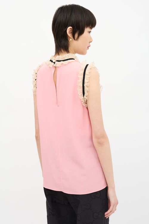 Gucci Crepe Ruffle Sleeveless Blouse