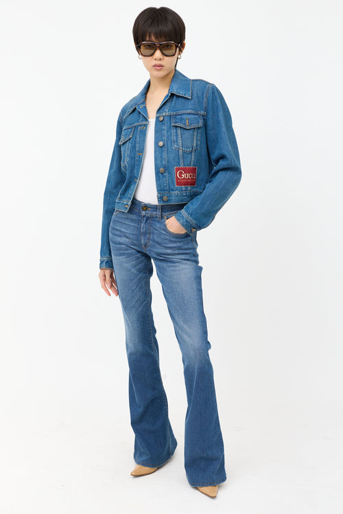 Gucci Cropped Denim Logo Jacket