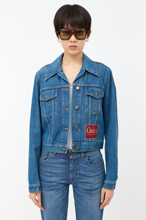 Gucci Cropped Denim Logo Jacket