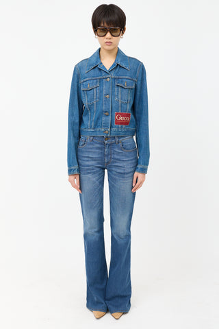 Gucci Cropped Denim Logo Jacket