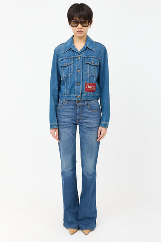 Gucci Cropped Denim Logo Jacket