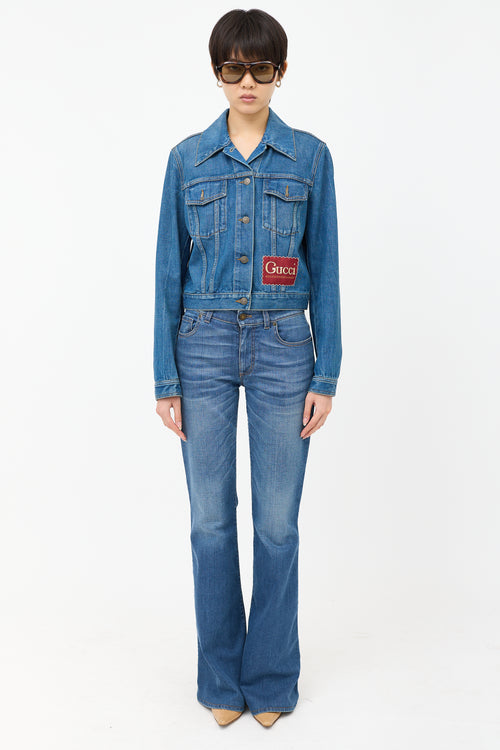 Gucci Cropped Denim Logo Jacket