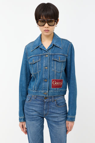 Gucci Cropped Denim Logo Jacket