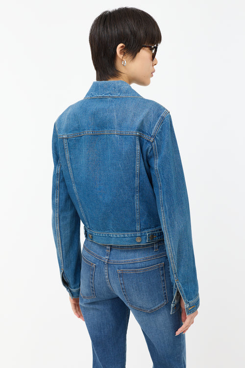 Gucci Cropped Denim Logo Jacket