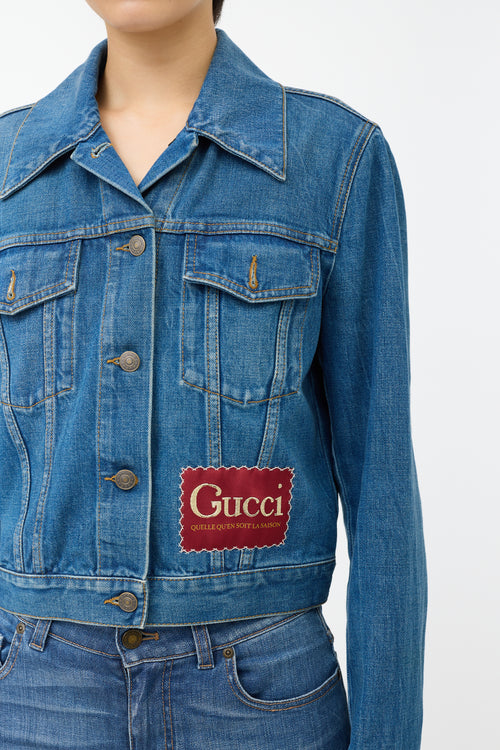 Gucci Cropped Denim Logo Jacket