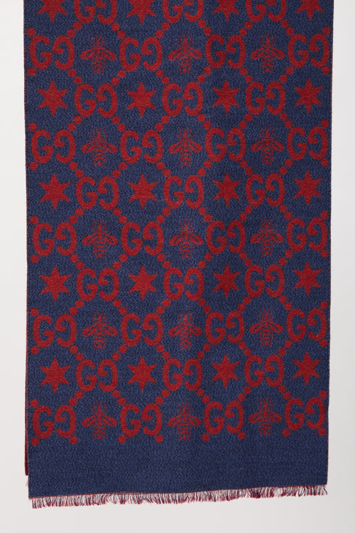 Gucci Cruise 2019 GG Monogram & Bee Scarf