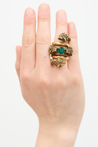 Gucci Crystal Double Head Wrap Ring