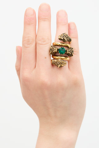 Gucci Crystal Double Head Wrap Ring