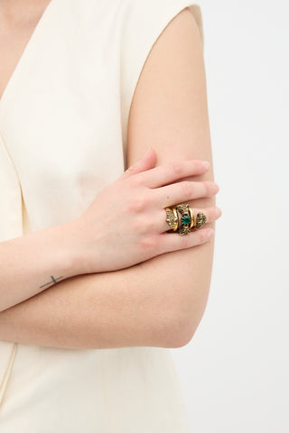 Gucci Crystal Double Head Wrap Ring