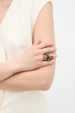 Gucci Crystal Double Head Wrap Ring