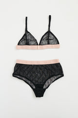 Gucci Black & Pink GG Tulle Lingerie Set