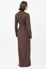 Gucci Dark Brown Four Pocket Belted Maxi Shirt Dress