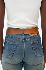 Gucci Dark Brown & Gold Leather Marmont Belt