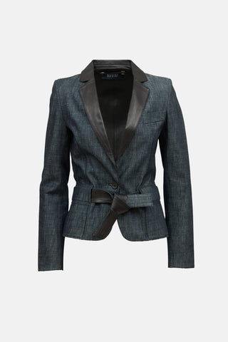 Gucci Denim and Leather Trim Blazer